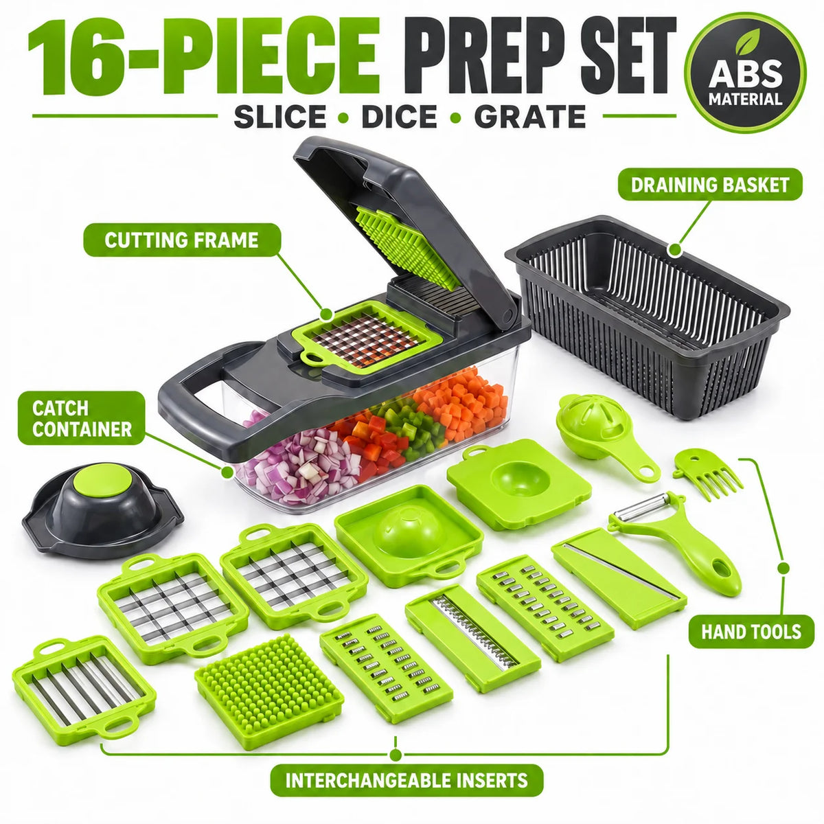 Multi Functional Vegetable Chopper With Interchangeable Stainless Steel Blades