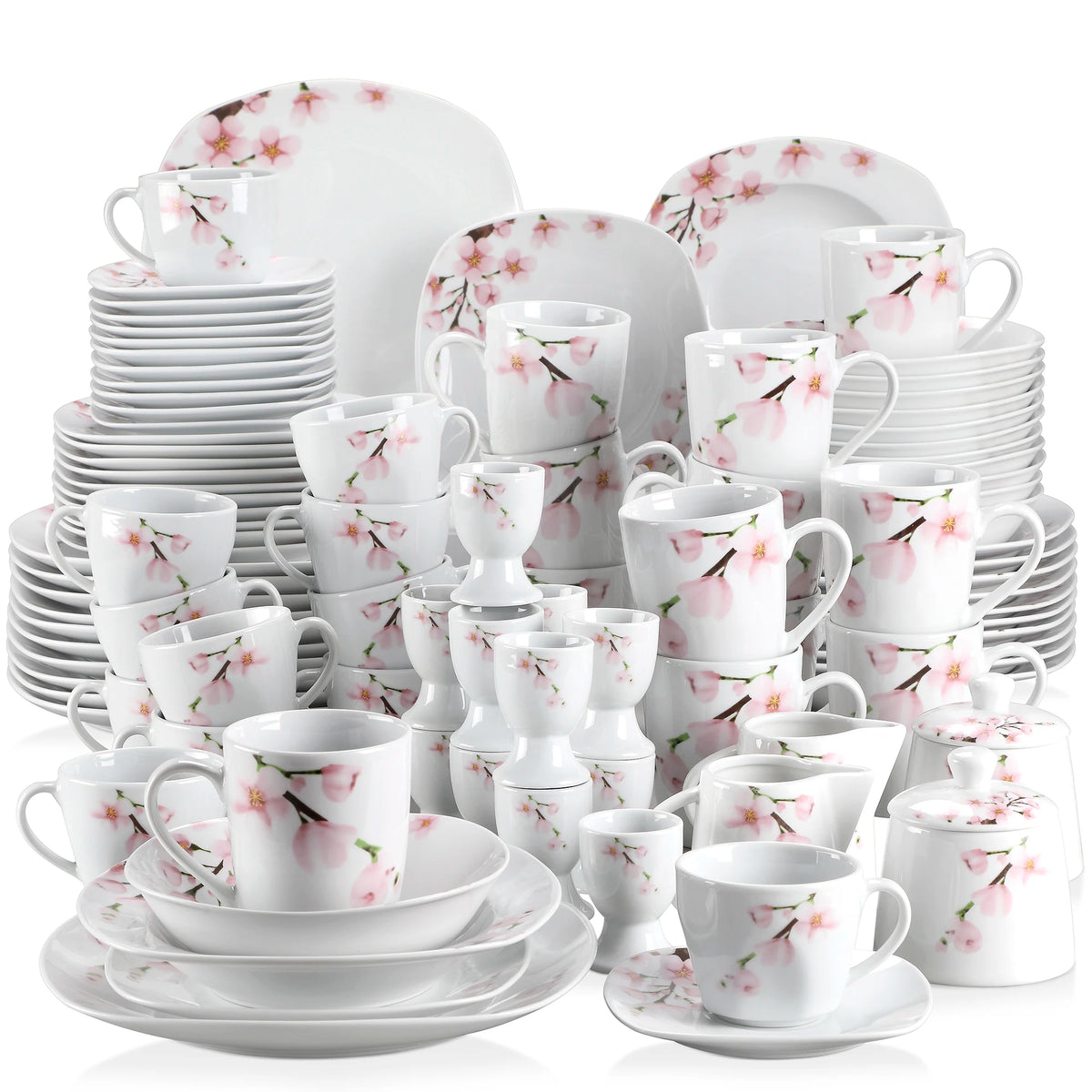 Malacasa 100-Piece Porcelain Dinnerware Set Elegant Ceramic Tableware