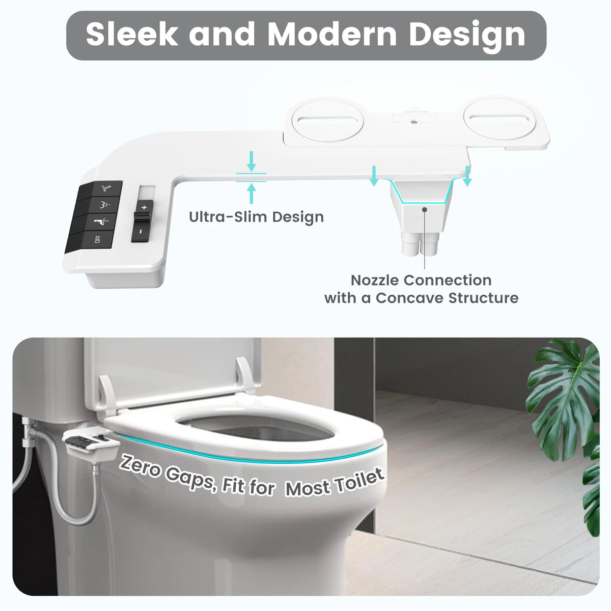 Non Electric Dual Nozzle Bidet Attachment With Adjustable Pressure Control