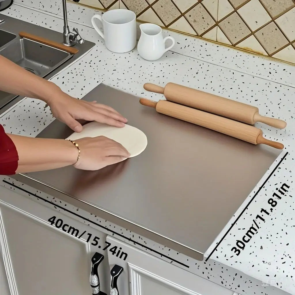 Stainless Steel Cutting Board With Raised Lip For Kitchen Use