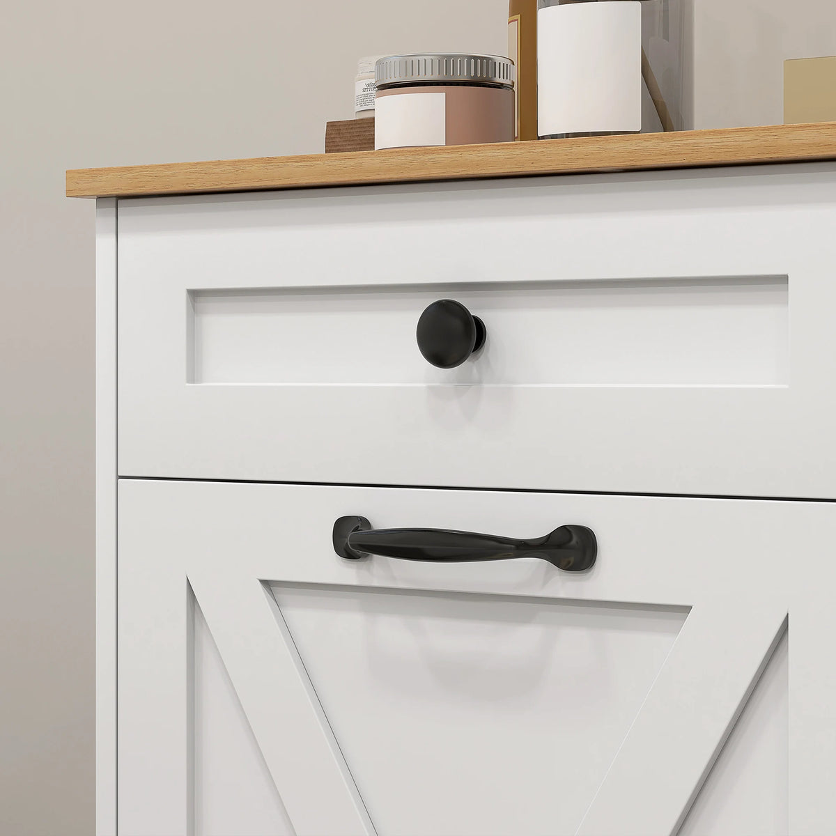 HOMCOM Double Tilt Out Laundry Hamper Cabinet With Dual Drawers