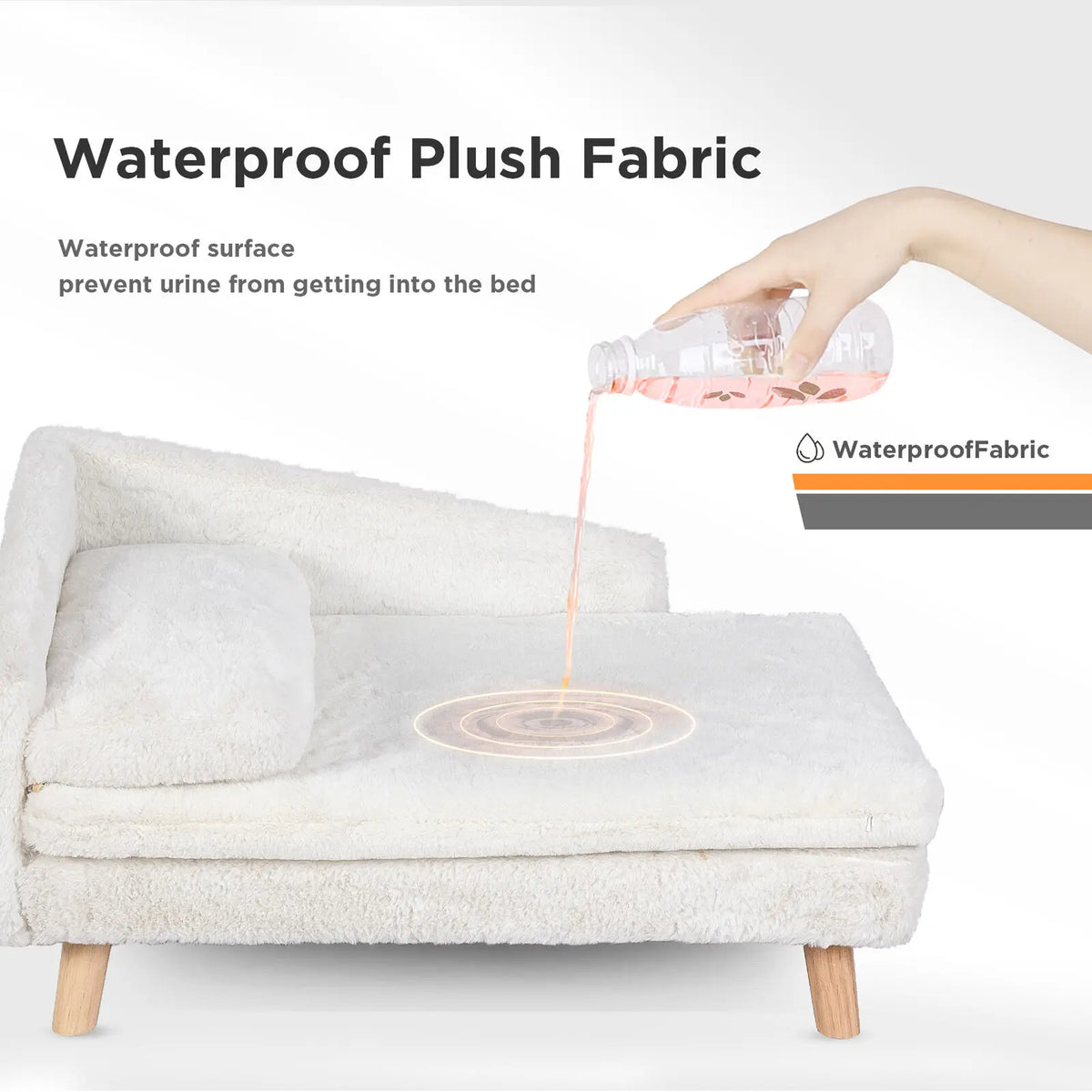 Elevated Wooden Pet Sofa Bed With Plush Cushion For Pets