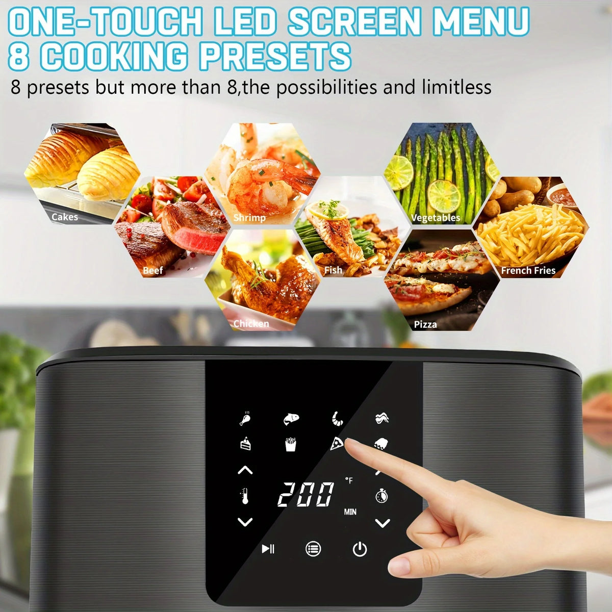 KitCook 1500 Watt Air Fryer With Eight Presets And Timer