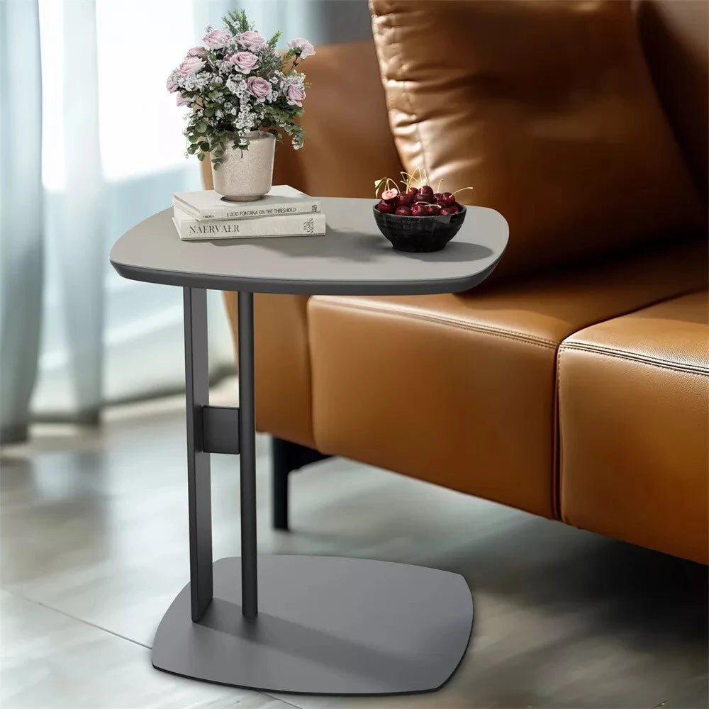Wisfor Contemporary C Table Featuring Genuine Leather And Metal Frame