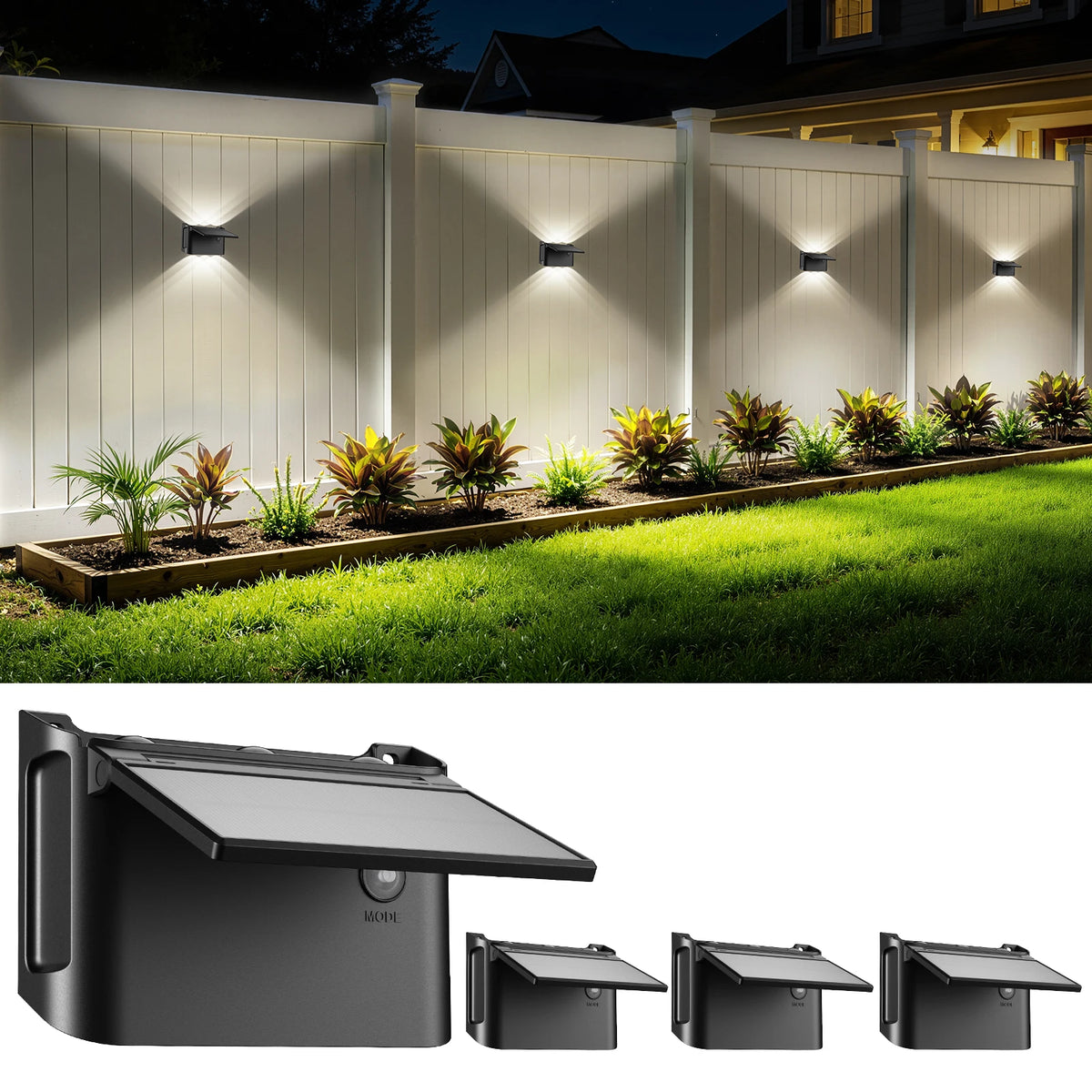 Intelamp Solar Wall Lights With Three Lighting Modes For Outdoor Walls