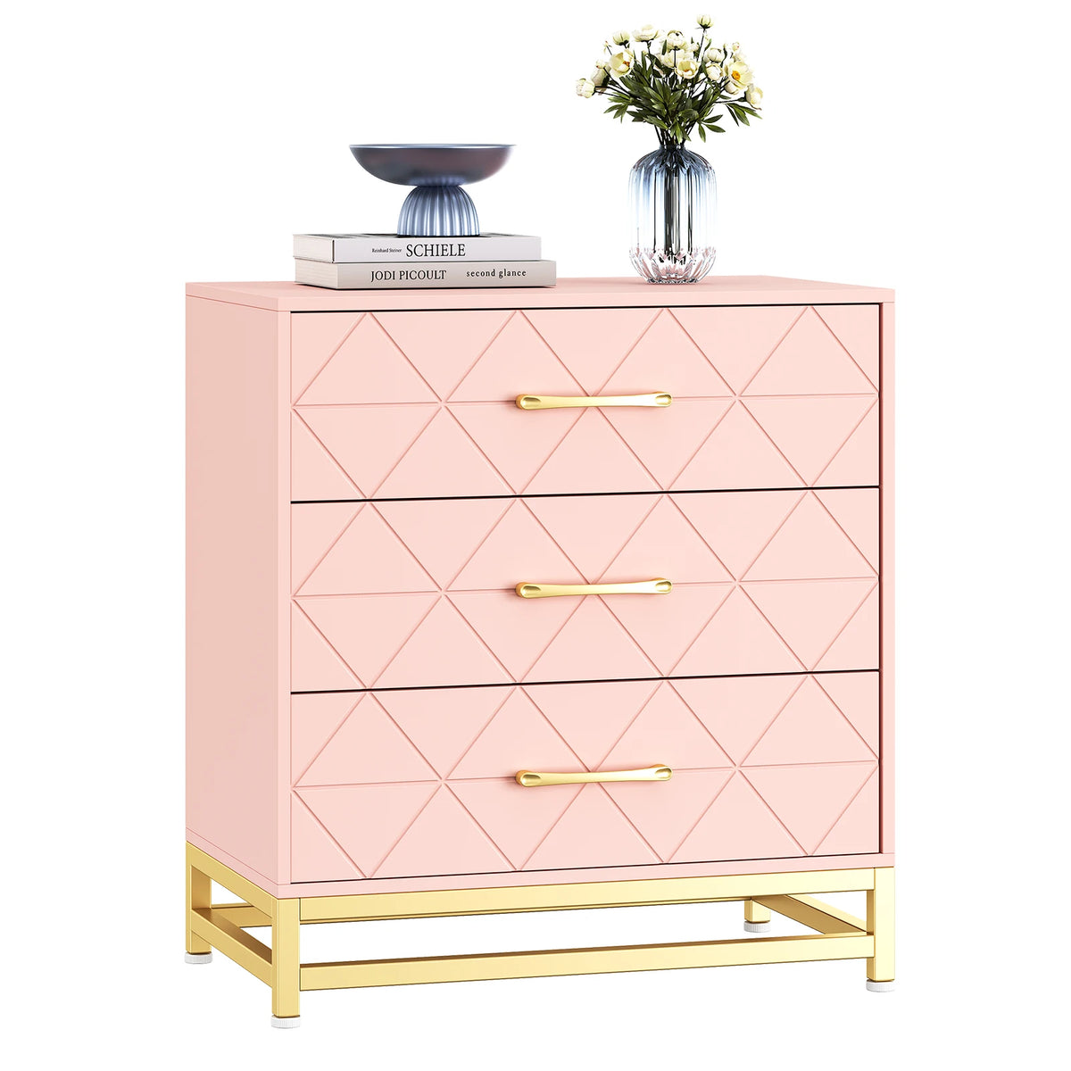 EliteZ Modern Three Drawers Bedroom Wooden Storage Dresser