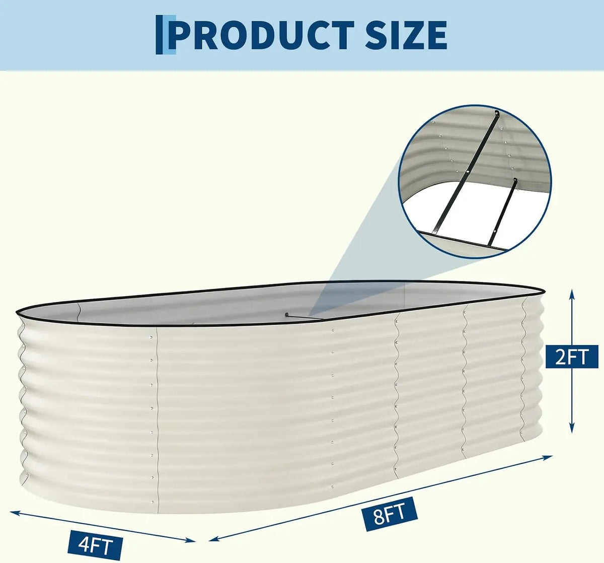 Galvanized Steel Oval Planter Box For Outdoor Garden Planting