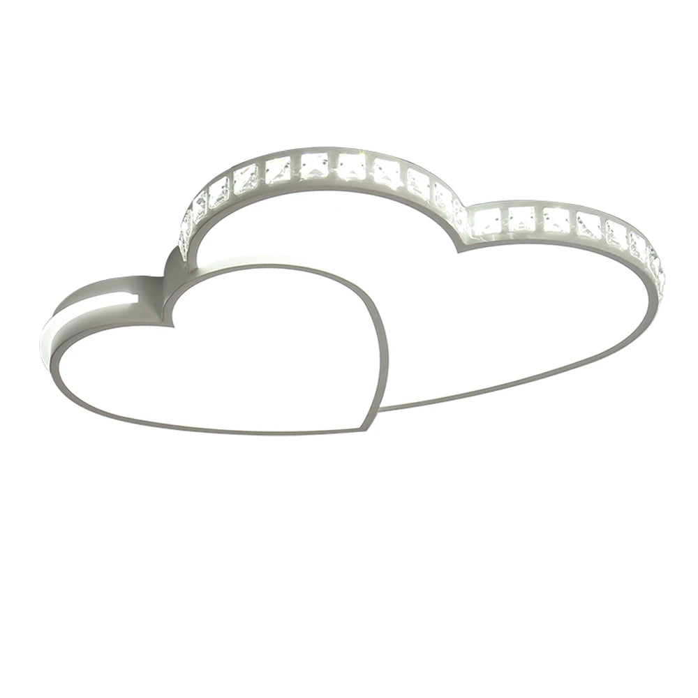 Heart Shaped Crystal LED Flush Mount Ceiling Light for Bedrooms