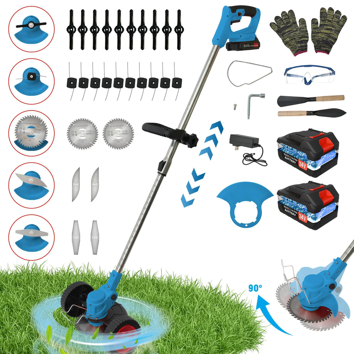 21V Cordless 3in1 Electric Lawn Mower Edger Brush Cutter Kit