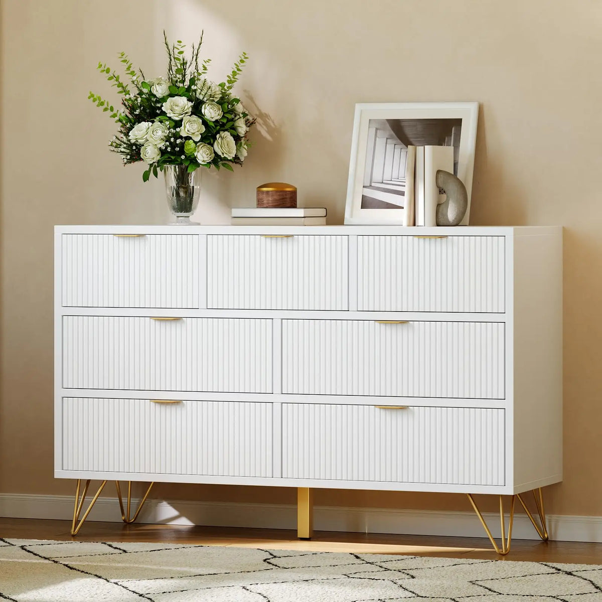 HiMiss Contemporary Seven Drawer Wooden Storage Cabinet
