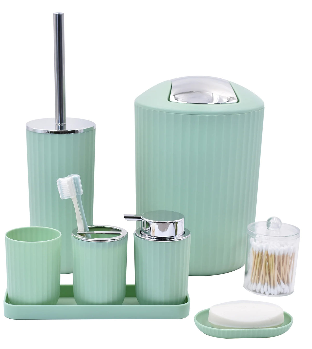 Plastic Bathroom Set With Toothbrush Holder Soap Box Toilet Brush