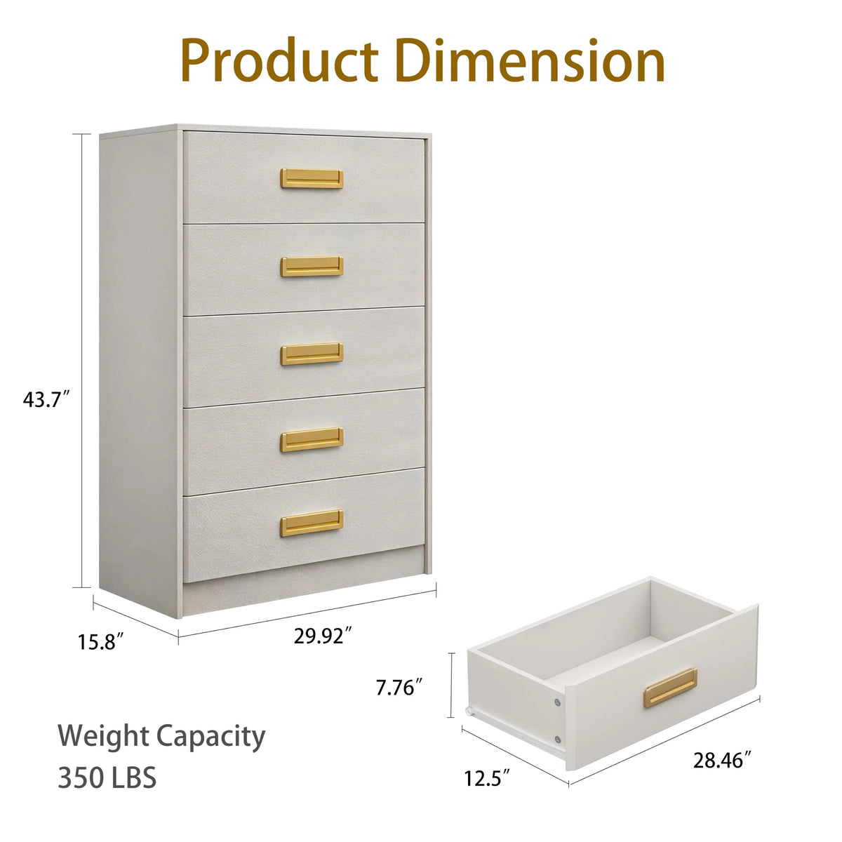 Modern Wooden Bedroom Chest Of Drawers With Elegant Beveled Finish