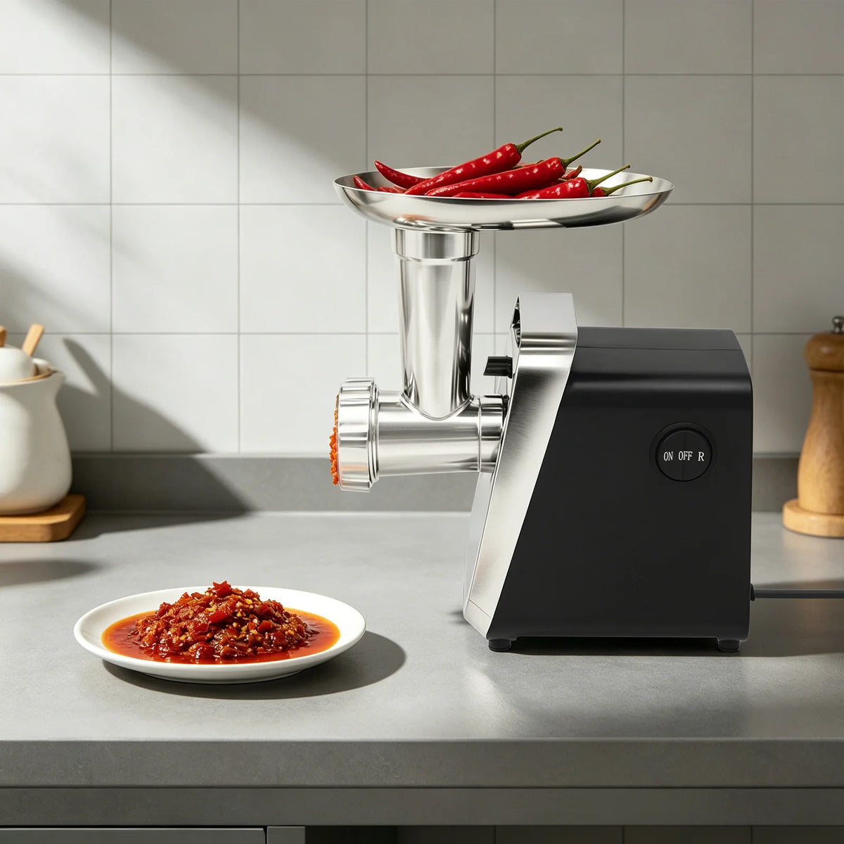 Bymaocar Electric Meat Grinder With 3 Blades And Sausage Attachment