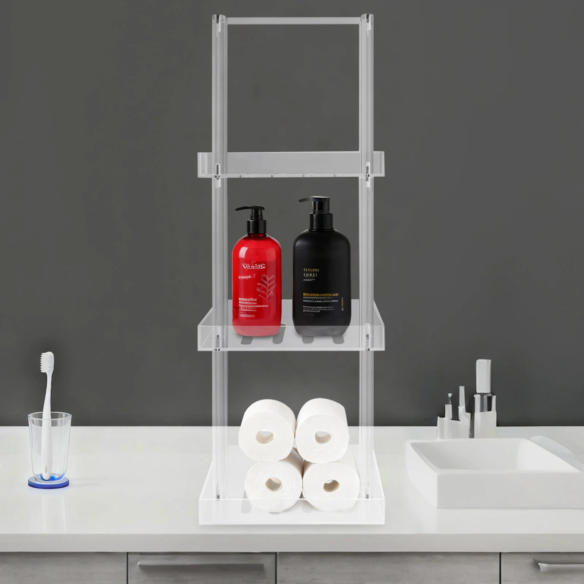 Bymaocar Three Tier Acrylic Shower Organizer Freestanding Corner Caddy