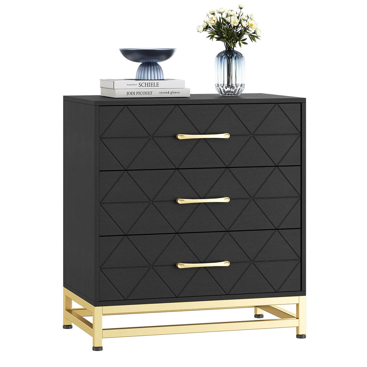 EliteZ Modern Three Drawers Bedroom Wooden Storage Dresser