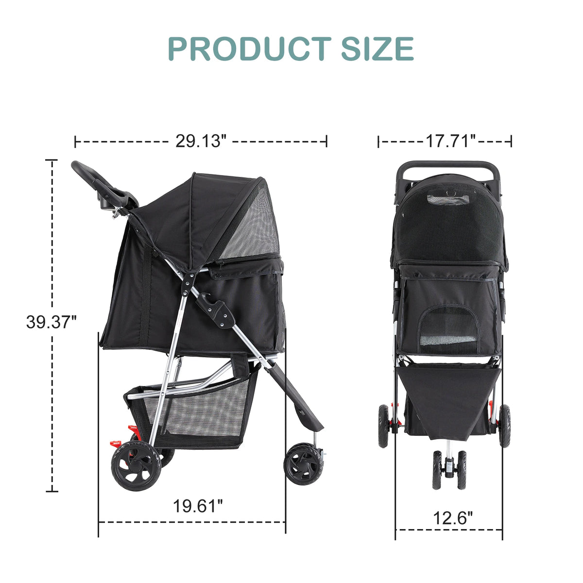 Sturdy Three Wheel Foldable Pet Stroller For Leisure Walks