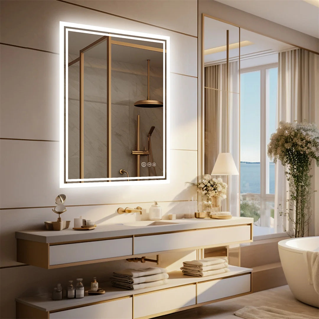 Luvodi Frameless Led Vanity Mirror With Anti Fog Touch Control