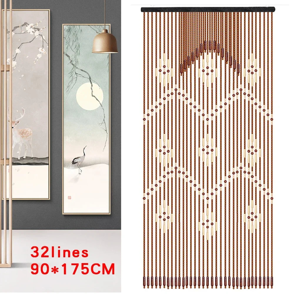 Bamboo Beaded Curtain Stylish Room Divider For Home Interior