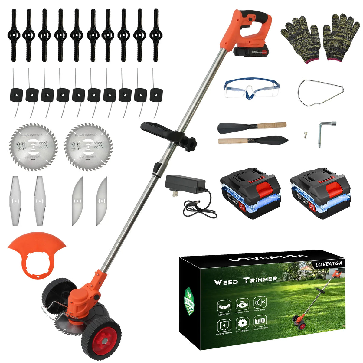 21V Cordless 3in1 Electric Lawn Mower Edger Brush Cutter Kit