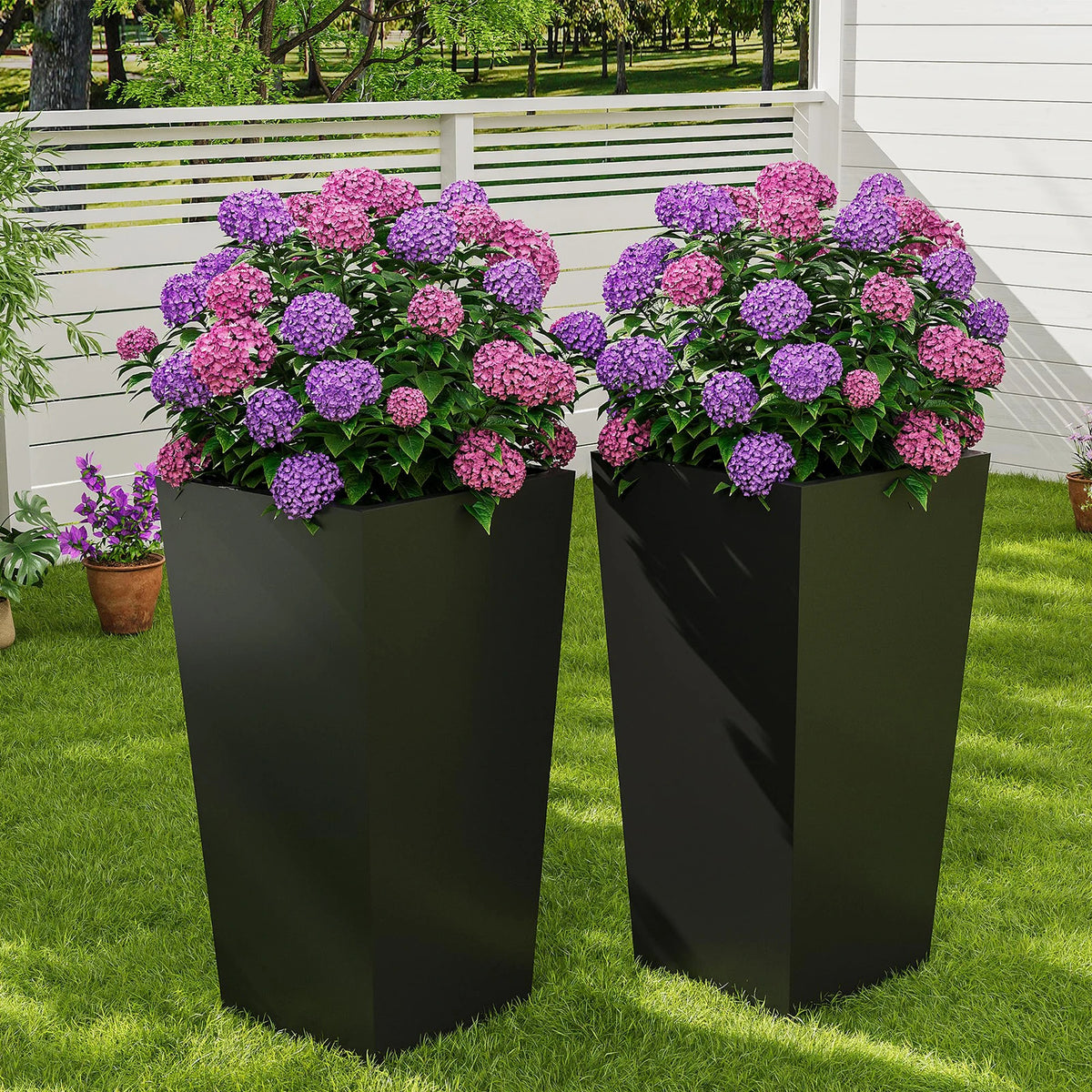 HiMiss Self Watering Planters Set With Drainage And Wheels