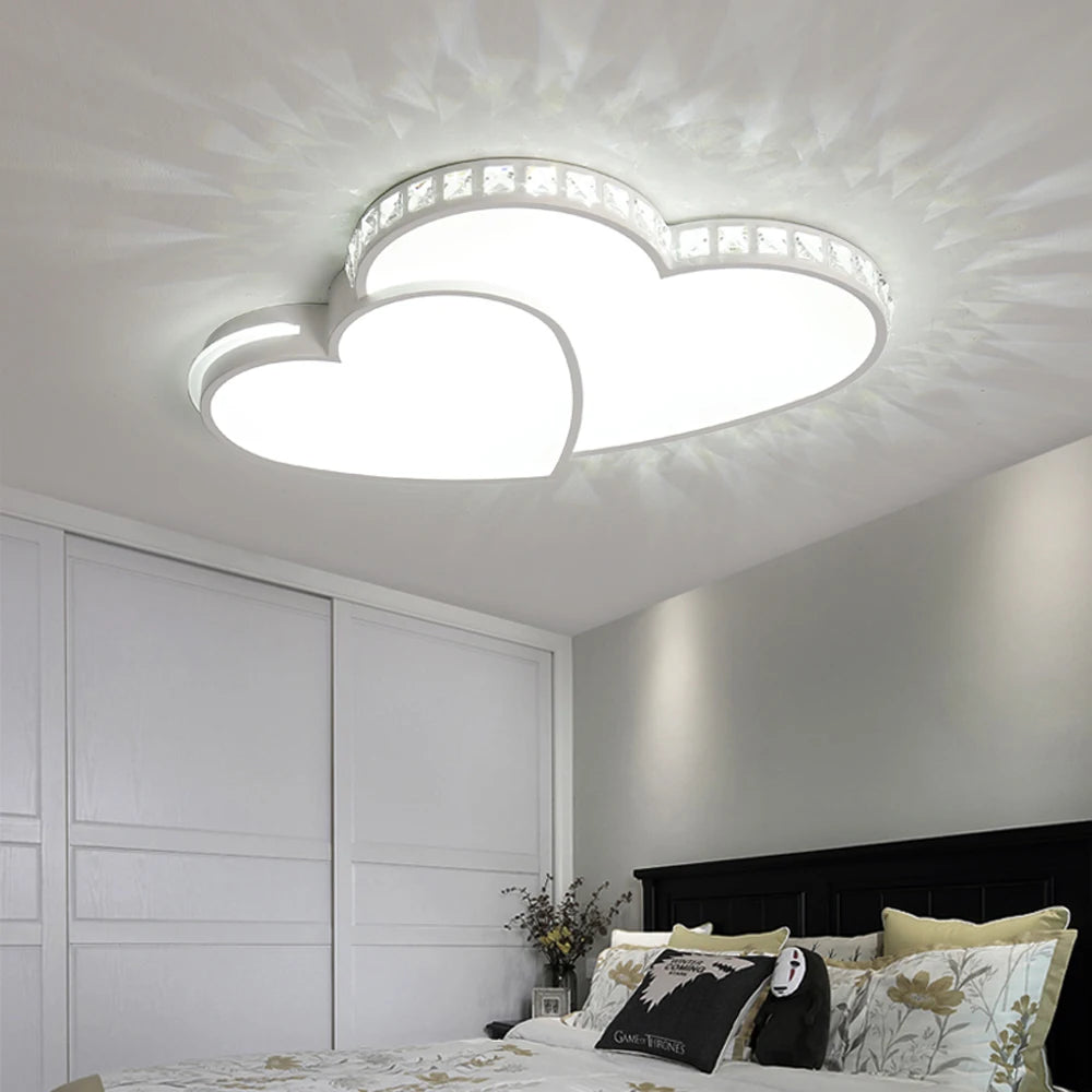 Heart Shaped Crystal LED Flush Mount Ceiling Light for Bedrooms