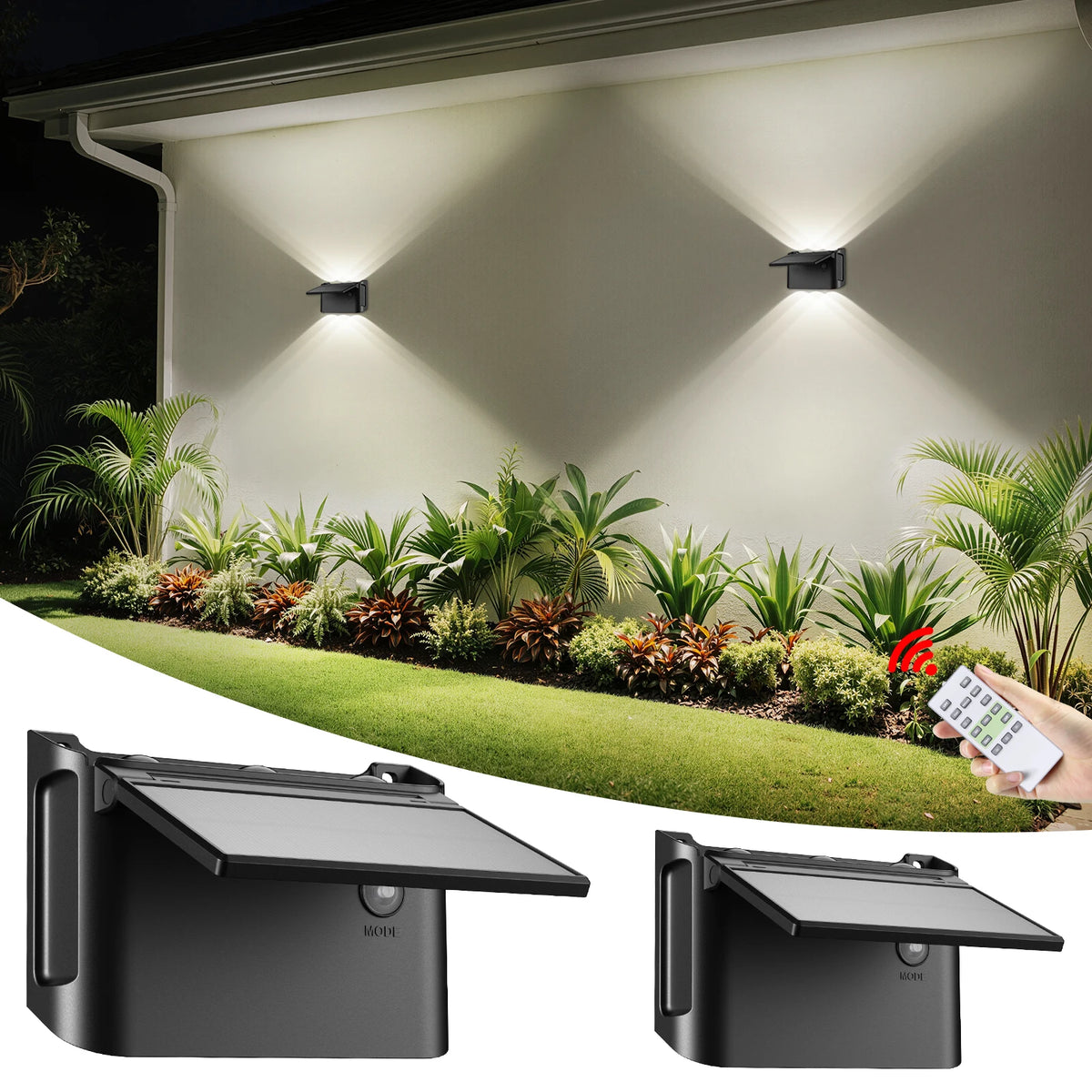 Intelamp Solar Wall Lights With Three Lighting Modes For Outdoor Walls