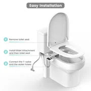 Non Electric Dual Nozzle Bidet Attachment With Adjustable Pressure Control