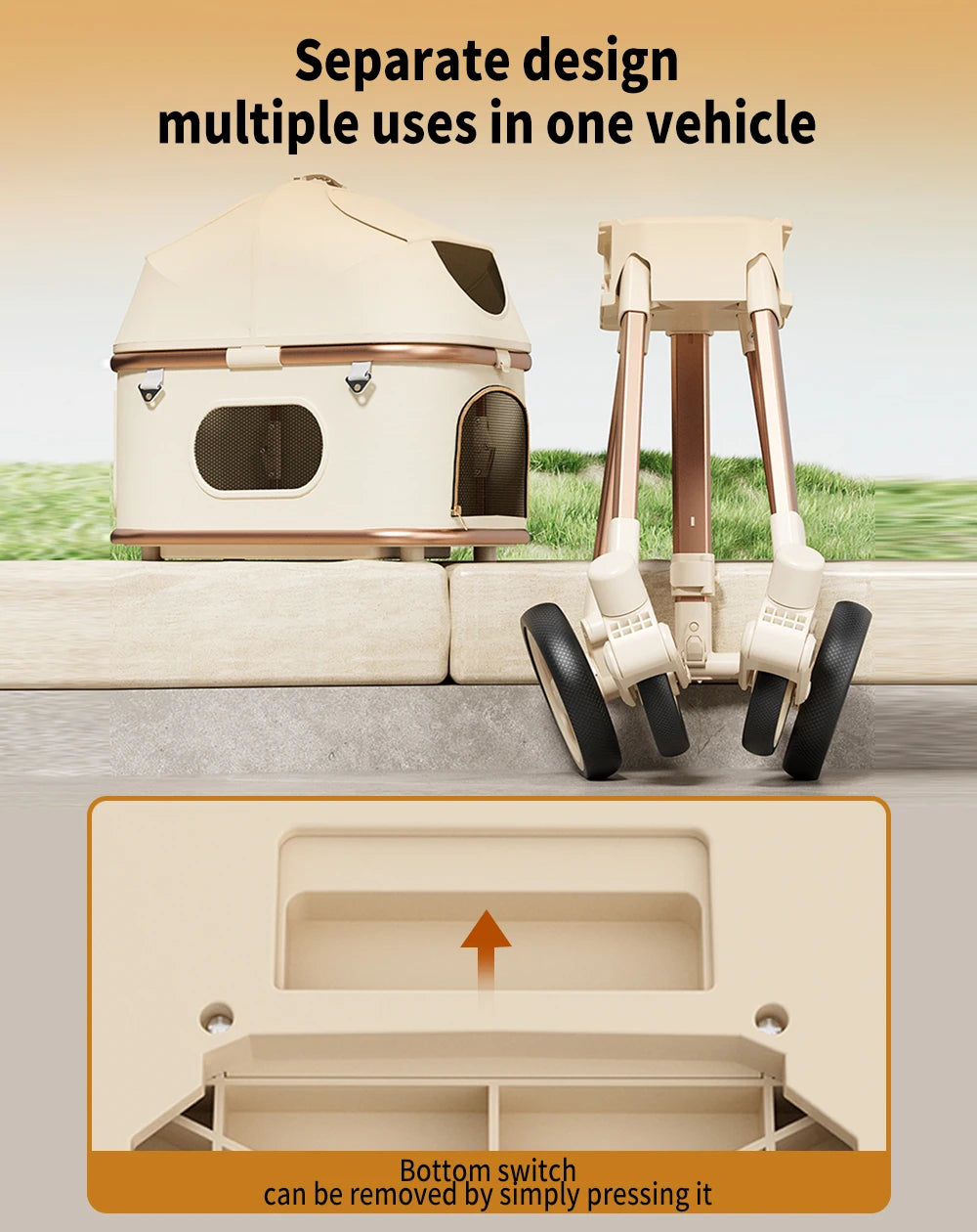 Premium Pet Stroller For Dogs And Cats With Safety Leashes