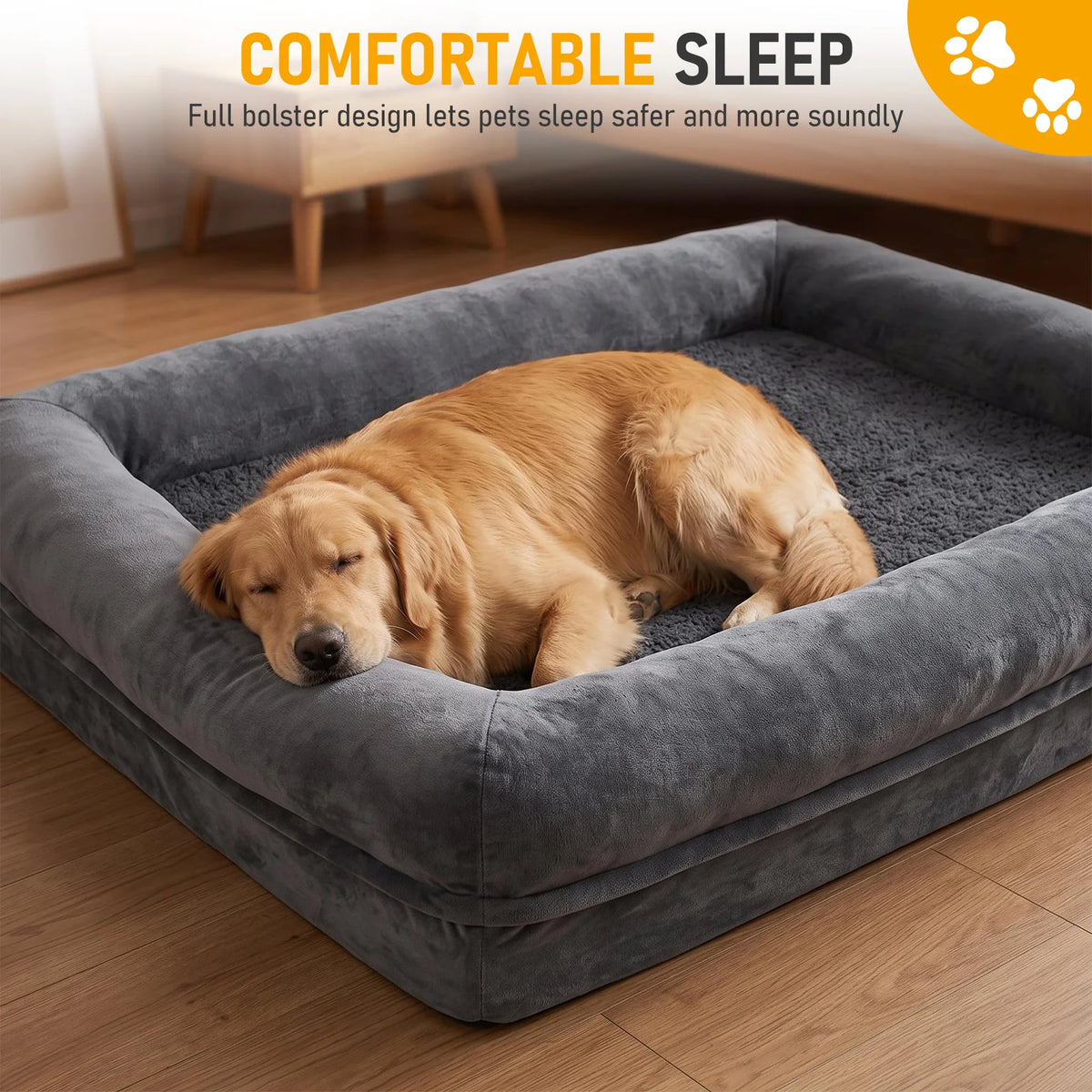 Outwind Orthopedic Bolster Dog Bed Washable Non Slip Bottom