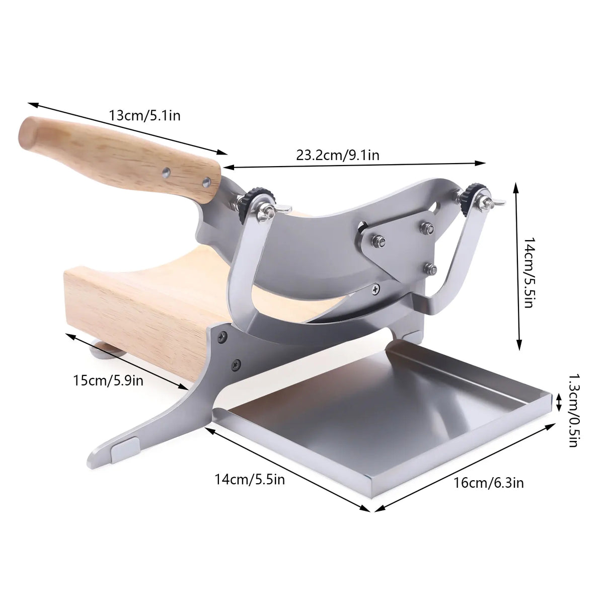 Heavy Duty Manual Kitchen Herb Slicer With Rubber Wood Base