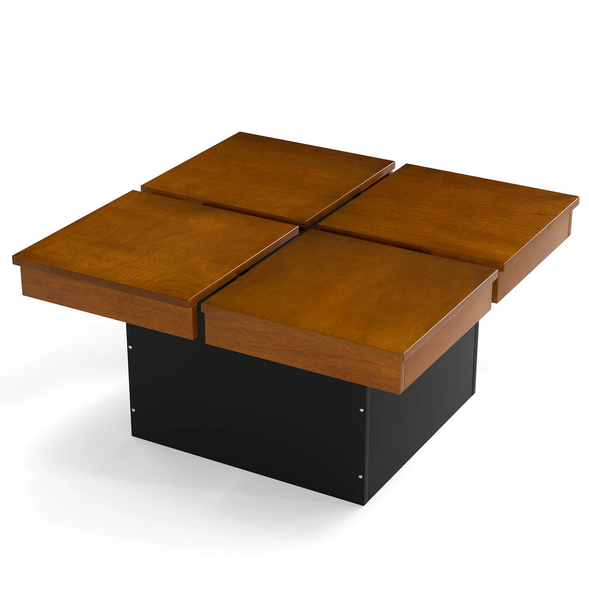 Homasis Square Coffee Table With Solid Wood Veneer Recessed Base