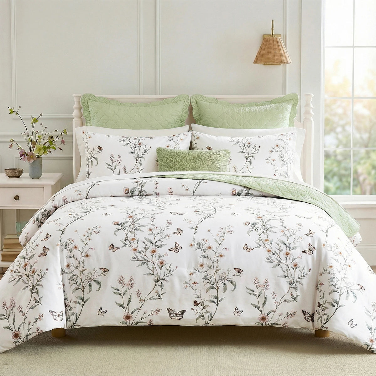 Vintage Floral Cotton Duvet Cover Set With Zipper Closure