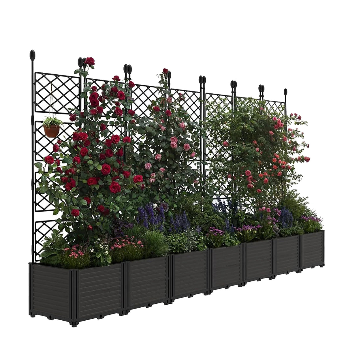 Vertical Panel Raised Garden Bed With Trellis For Climbing Plants