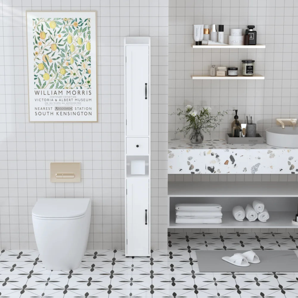 Orraves Slim Freestanding Bathroom Cabinet With 2 Doors