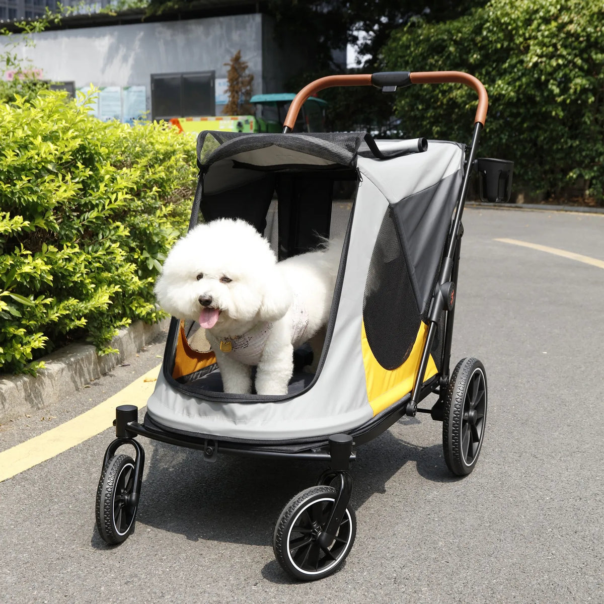 Four Wheel Foldable Pet Stroller For Senior Dogs And Cats