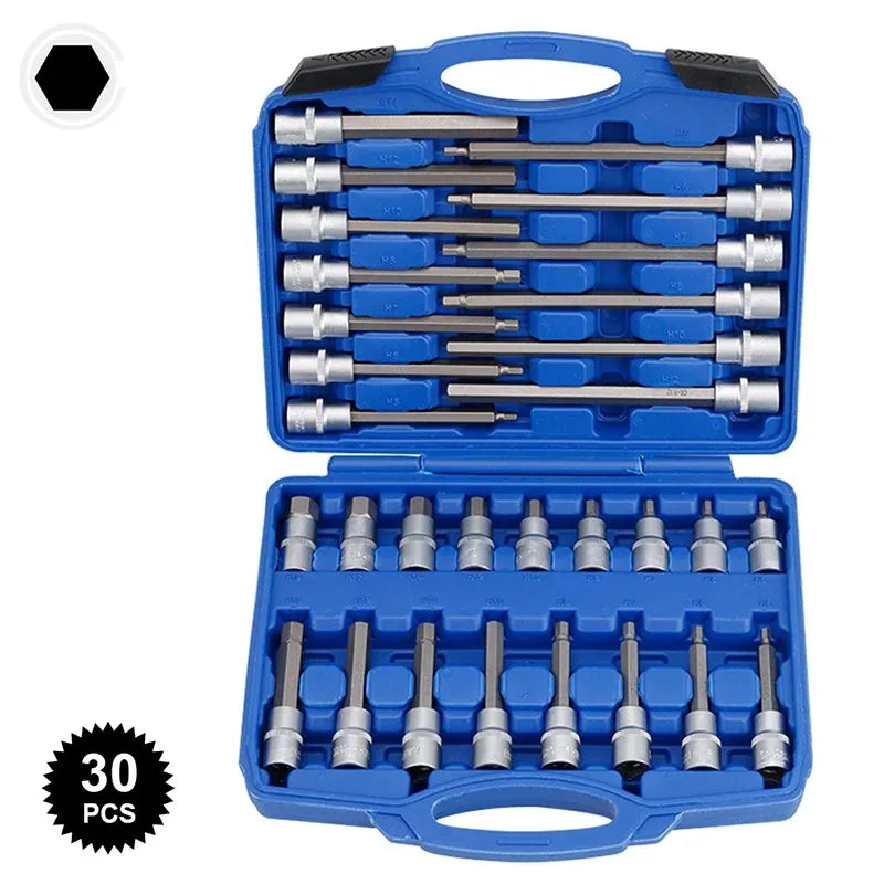Extended Socket Sleeve Set With External Torx Wrench Heads