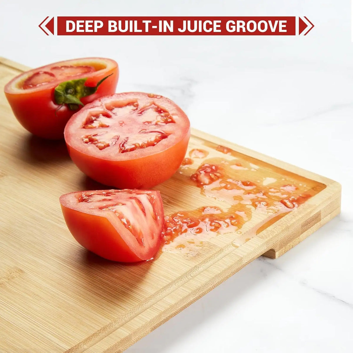 Premium Bamboo Cutting Boards Set With Stand And Deep Juice Grooves