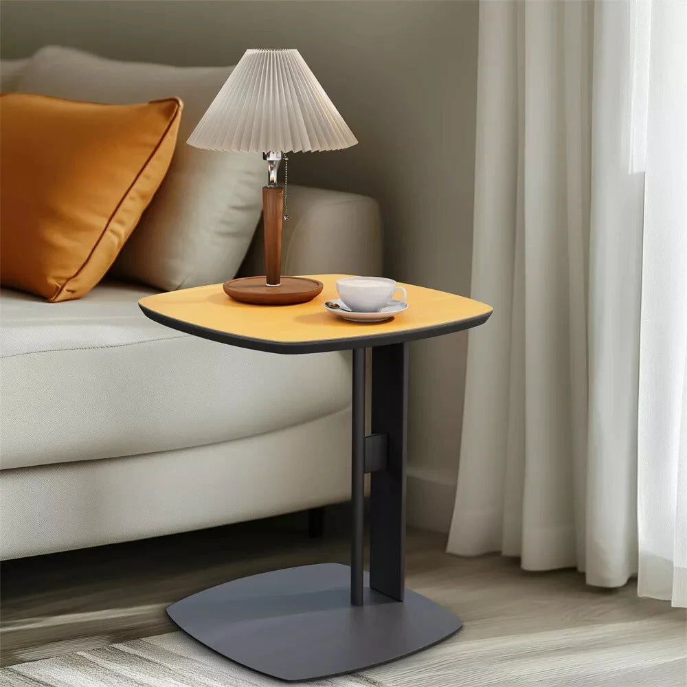 Wisfor Contemporary C Table Featuring Genuine Leather And Metal Frame