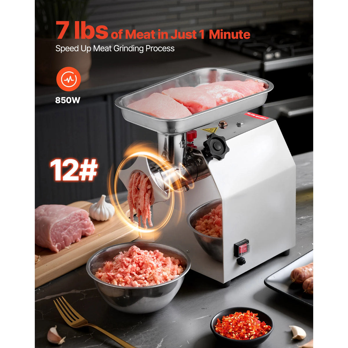 SucceBuy Commercial Electric Meat Grinder With Dual Grinding Plates