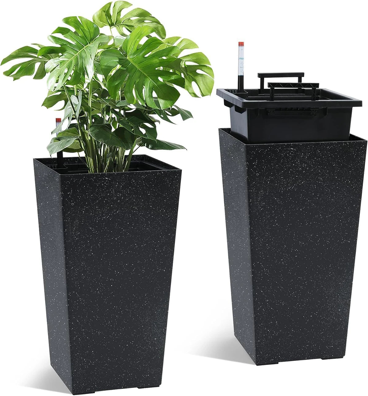 Twister.Ck Two Planters With Drainage Water Monitor For Indoor Outdoor