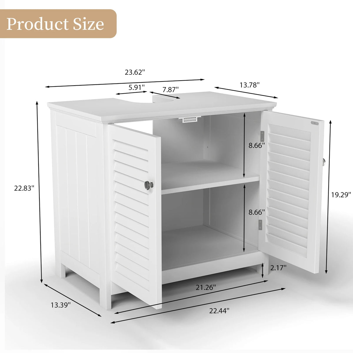 Freestanding Wooden Bathroom Storage Cabinet With Shutter Doors