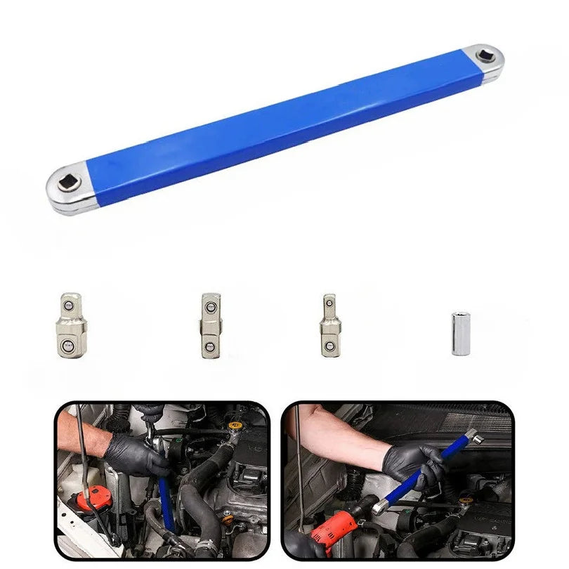 Compact Offset Extension Wrench Adapter for Automotive Socket Ratchets