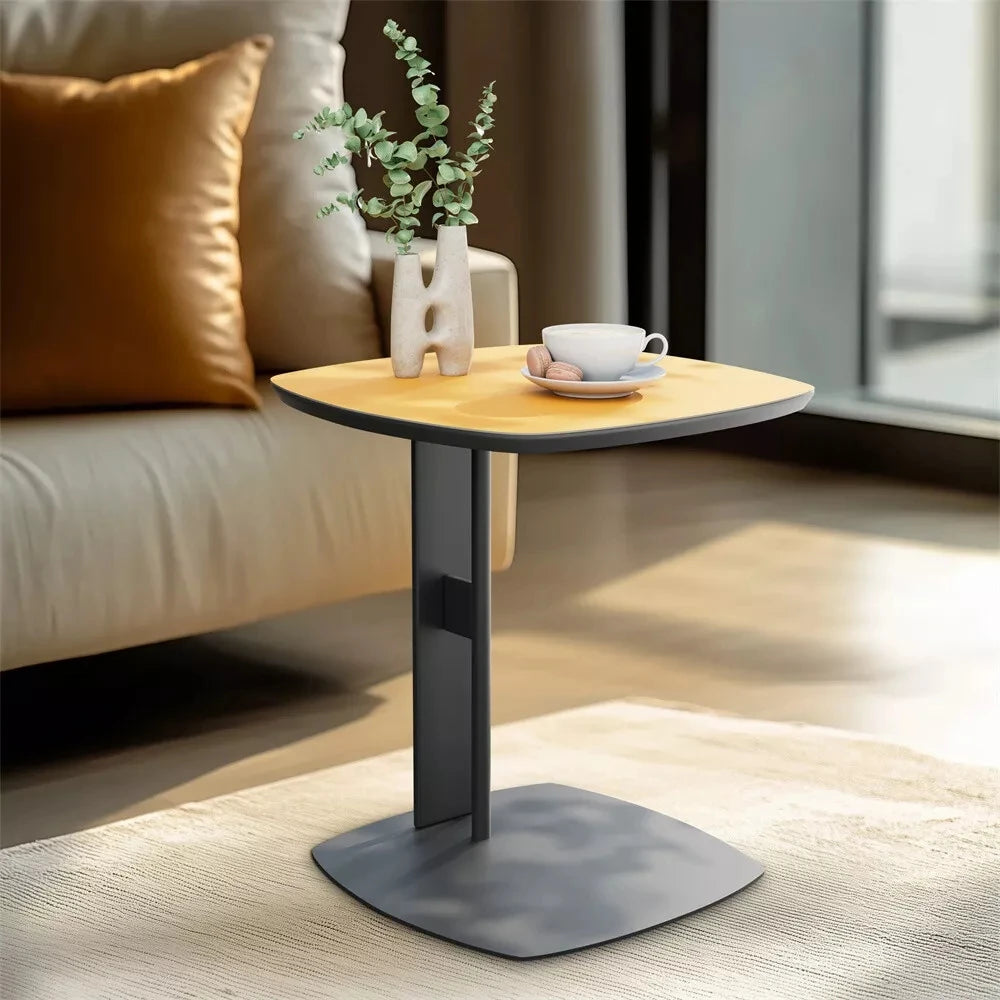 Wisfor Contemporary C Table Featuring Genuine Leather And Metal Frame