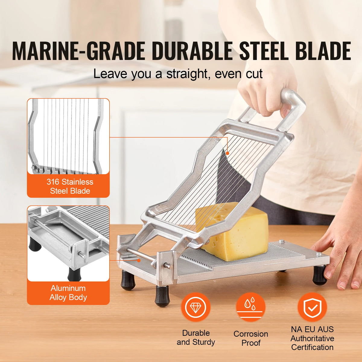 SucceBuy Aluminum Wire Cheese Slicer With Stainless Steel Blade