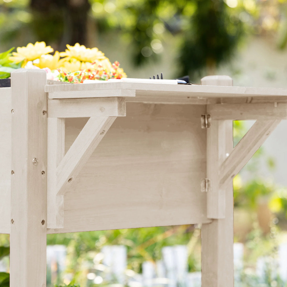 Outsunny Raised Garden Planter Box With Eight Grow Grids And Shelf