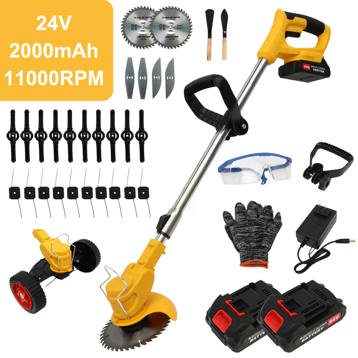 21V Cordless 3in1 Electric Lawn Mower Edger Brush Cutter Kit