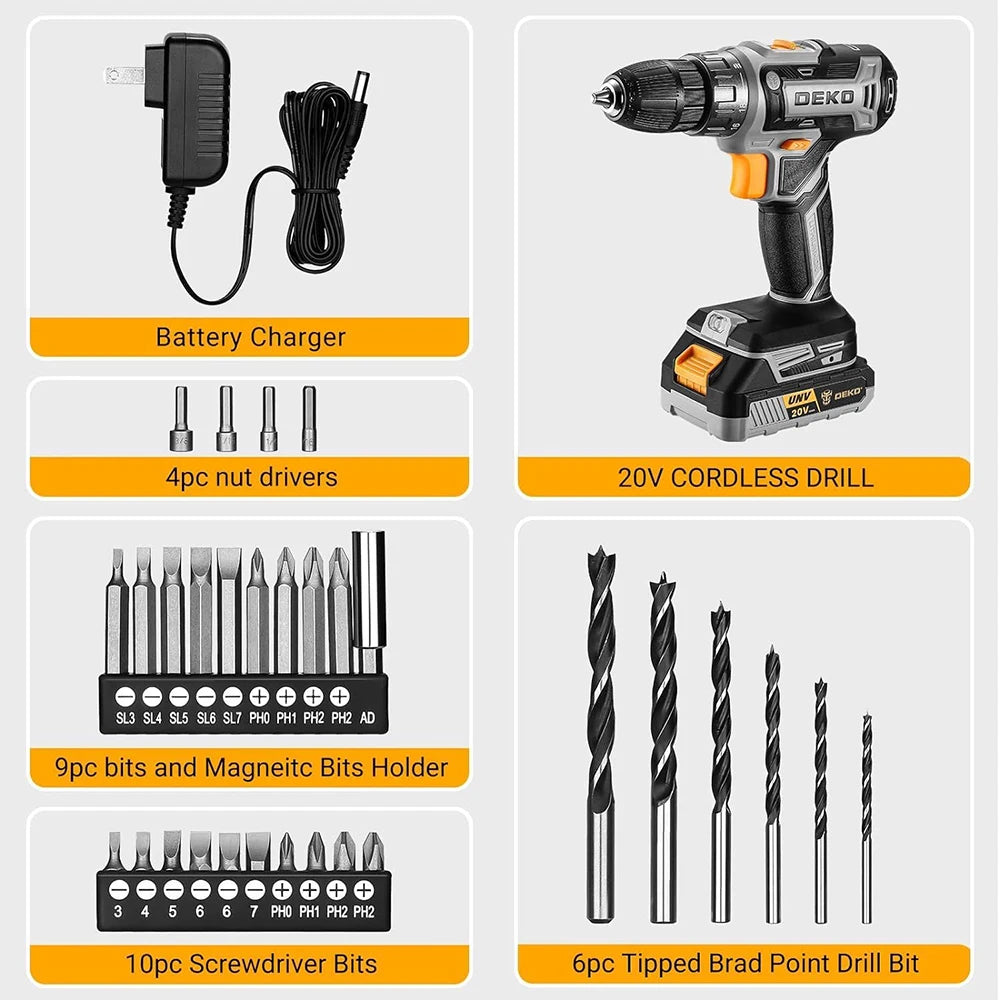 DEKO Womens Cordless Drill Driver Kit With Battery And Charger