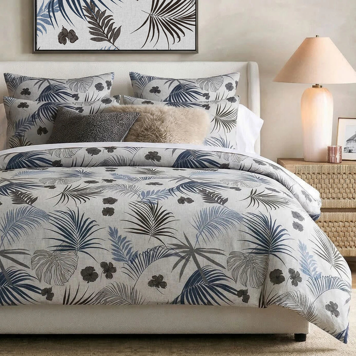 Vintage Floral Cotton Duvet Cover Set With Zipper Closure