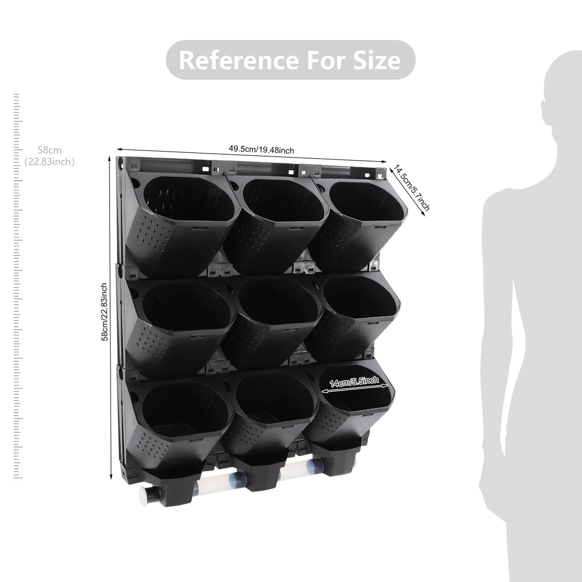 Modular 9 Pot Wall Planter With Drainage Trays Vertical Garden