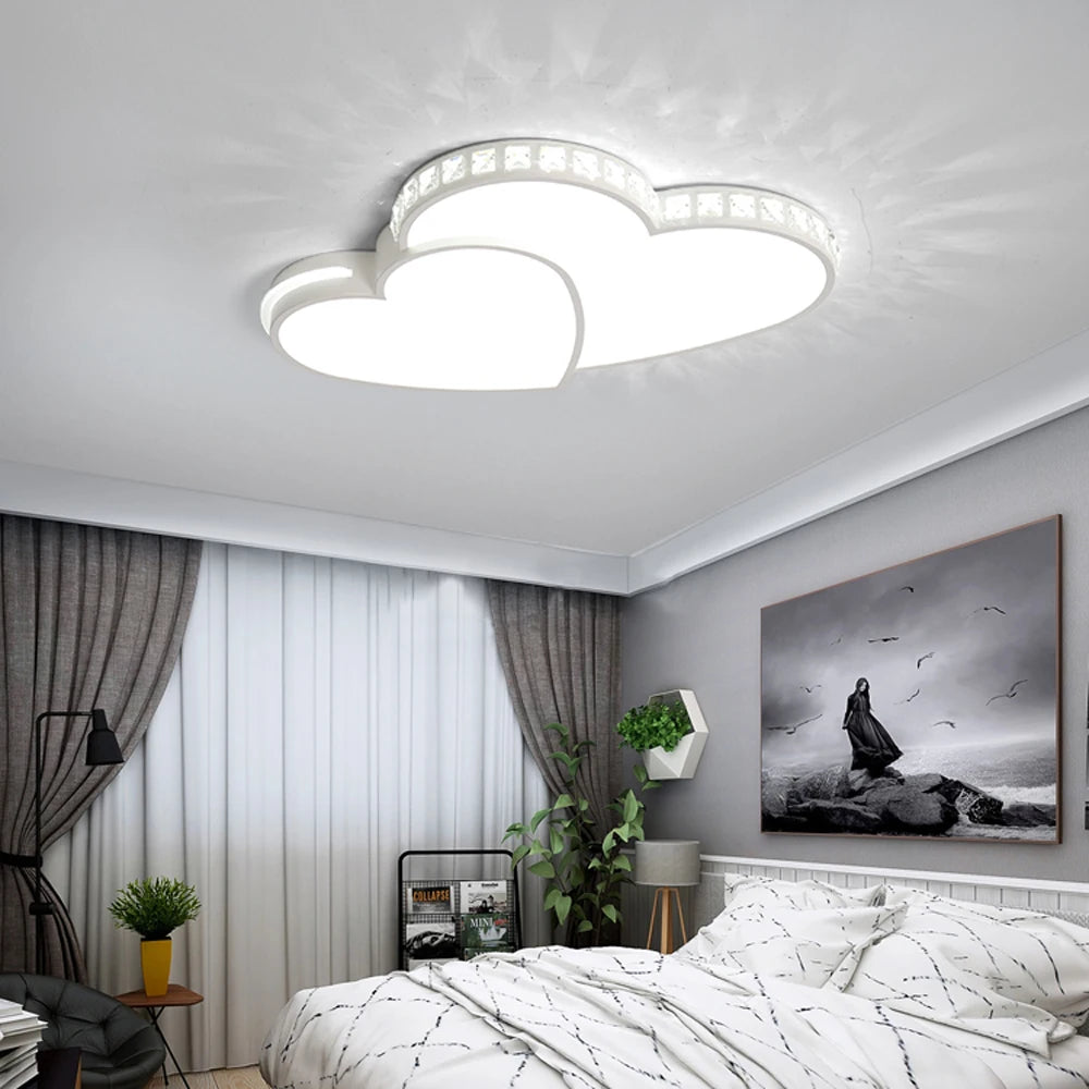 Heart Shaped Crystal LED Flush Mount Ceiling Light for Bedrooms